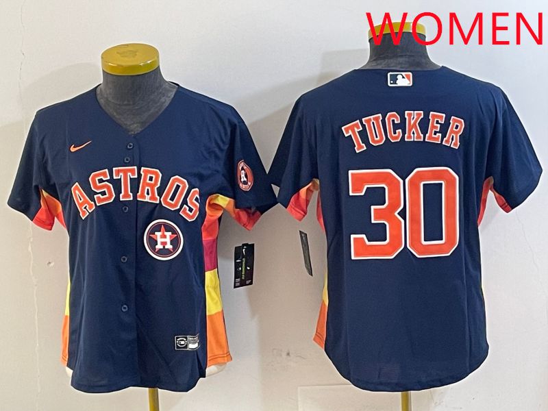 Women Houston Astros 30 Tucker Blue City Edition 2025 Nike MLB Jersey style 5